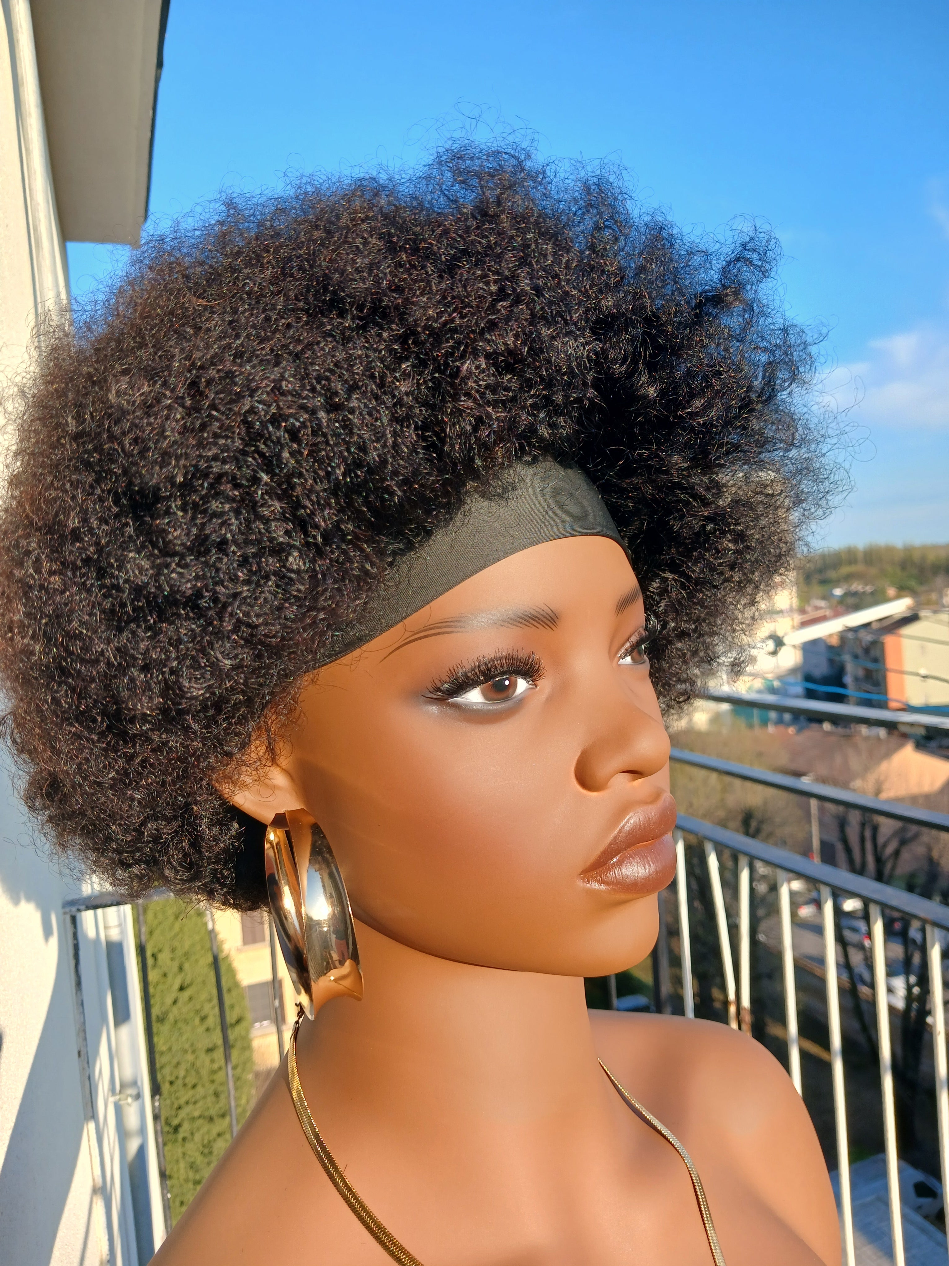 Perruque Afro Kinky Bandeau 100% Cheveux Humains Naturel